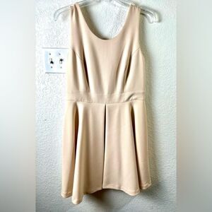 - Carmen Marc Valvo Fit and Flared  Beige Dress